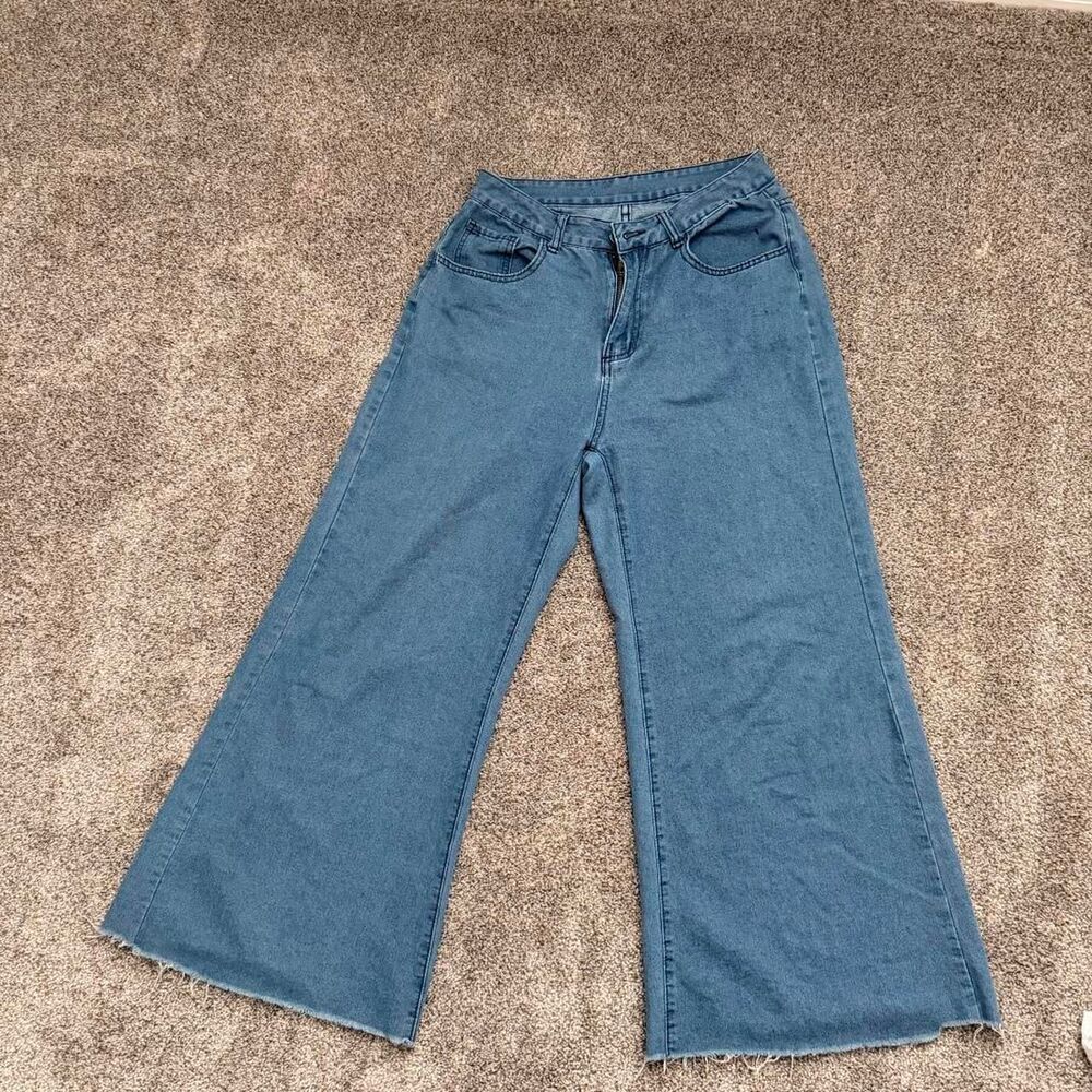 Wide Leg Raw Hem Jeans | Size 30| Boho Festival - Picture 2 of 8